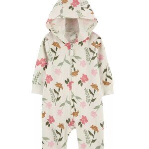 Baby Girl Carter's Floral Hooded Long Sleeve Jumpsuit 18M